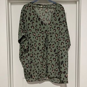 JODIFL Olive Leopard Print Blouse